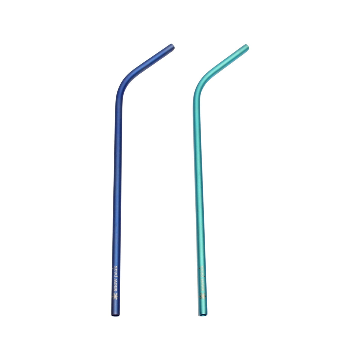 スノーピーク チタンストロー 2本セット ブルー&グリーン FES-222-1 A:美品 テーブルウェア