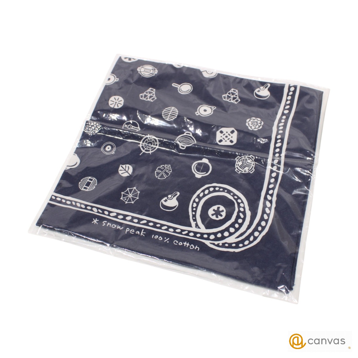 スノーピーク Cotton SP Dot Bandana　ドットモチーフバンダナ UG-886 S：未使用品  NV ハンカチ