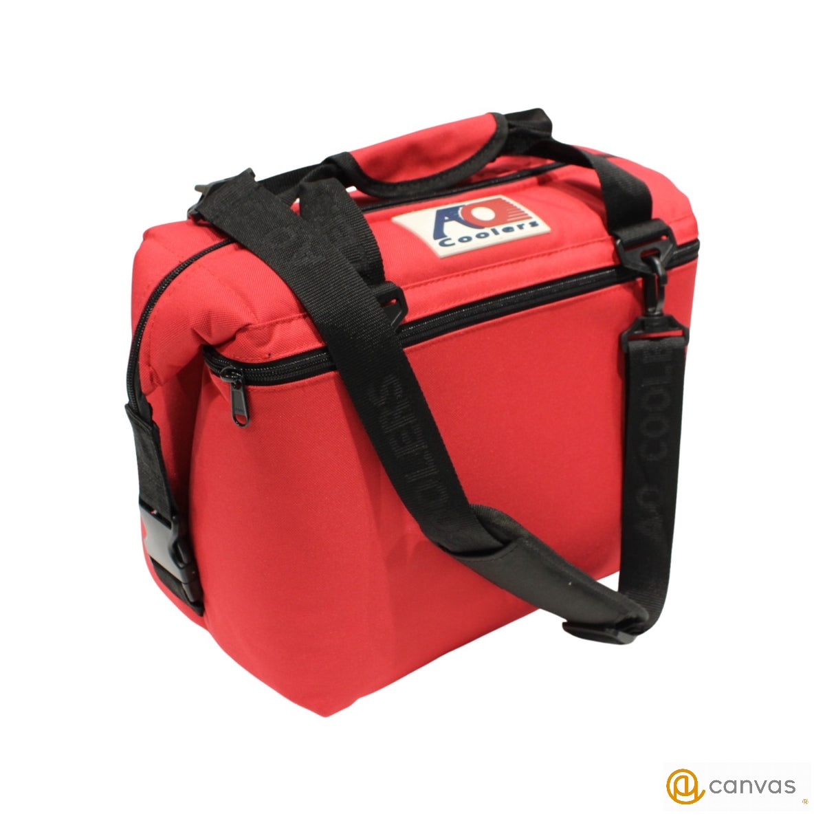 エーオークーラー クーラーバッグ 12パックキャンバス　レッド  B：ダメージ小  クーラーボックス