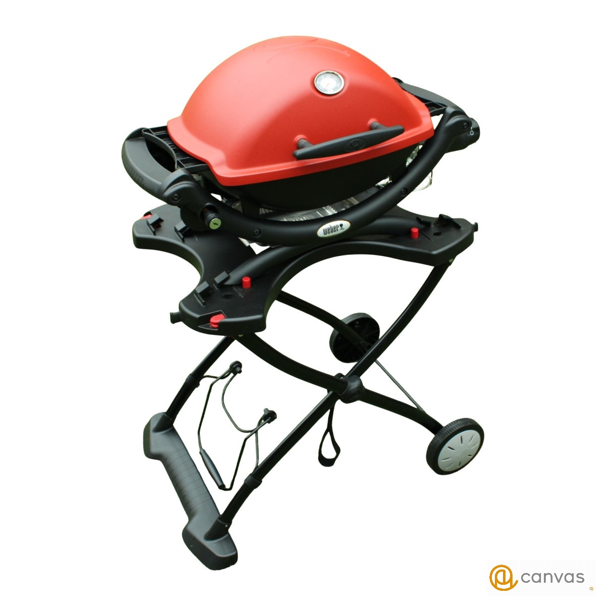 ウェーバー Weber Q 1250ガスグリル&ポータブルカート #510422JPN A:美品 RED ヒーティング